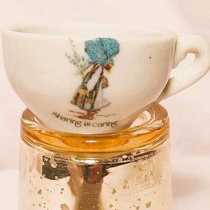 Holly Hobbie VINTAGE MINIATURE Tea Cup "Sharing Is Caring"
